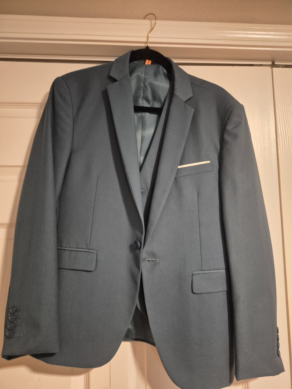 Men's Classic Single-Breasted Teal Blazer Size M